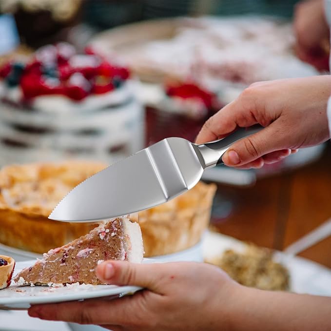 Cake Knife and Server Set, Cake Cutter and Pie Spatula, Cake Server and Knife Set of 2 with Non-Slip stainless steel, Cake Cutting Set for Wedding Cake, Birthdays, Anniversaries, and Parties