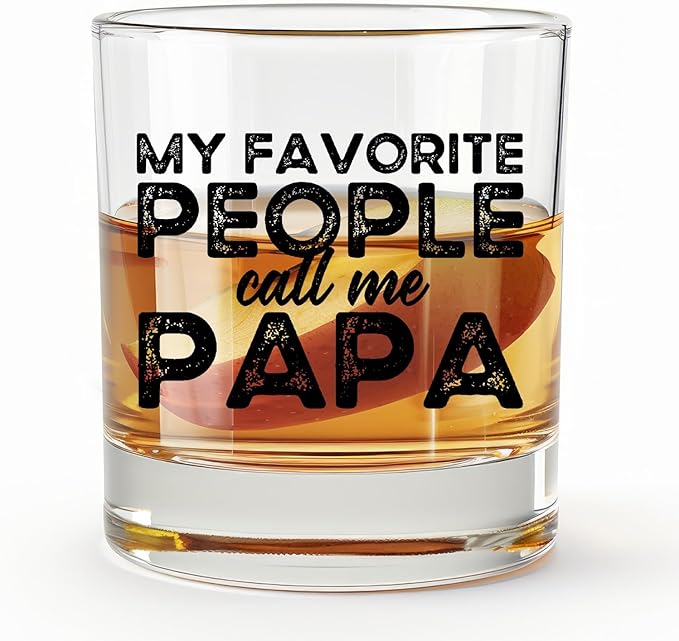 Papa Whiskey Glasses 10 oz, Dad Gifts for Birthday Christmas Father's Day, My Favorite People Call Me Papa Old Fashioned Rocks Glasses Cup for Men Drinking Scotch Bourbon Liquor