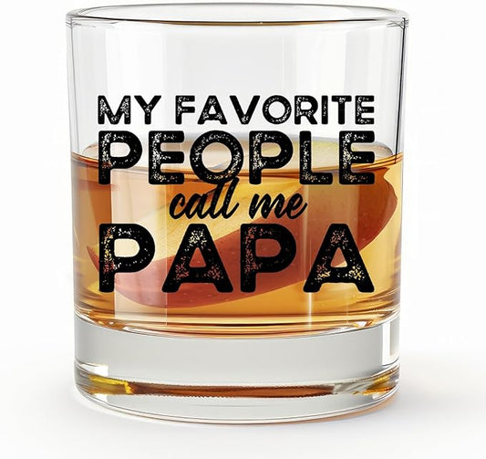 Papa Whiskey Glasses 10 oz, Dad Gifts for Birthday Christmas Father's Day, My Favorite People Call Me Papa Old Fashioned Rocks Glasses Cup for Men Drinking Scotch Bourbon Liquor