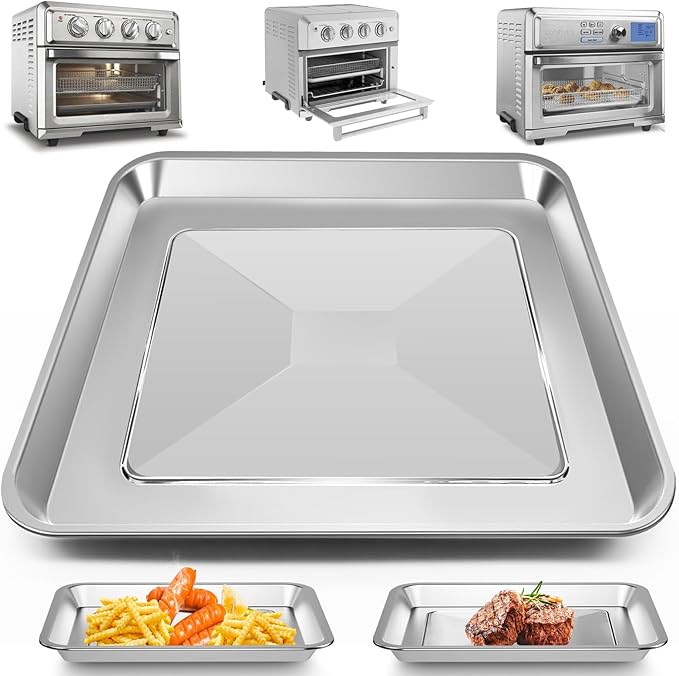 Air Fryer Tray Replacement for Cuisinart TOA-60 TOA-65 TOA-70 Toaster Air Fryer Convection Oven, 12.4 * 11'' Non-stick Mesh Air Fryer Steel Basket Wire Rack Accessories Parts, Dishwasher Safe