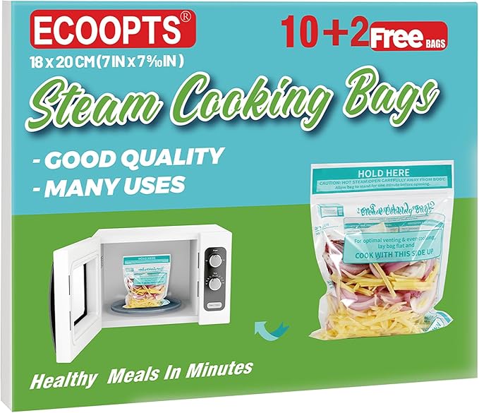 12×Steam Cooking Bags Microwave Steamer Bags for Vegetables,Potatoes and Meat (1PACK)