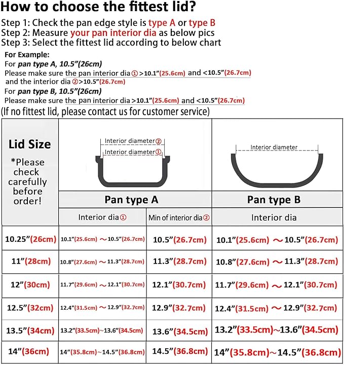 12.5 inch Glass Lids For Pots, Pans and Skillets,Small and Large size 11, 12, 12.5, 13.5 and 14 Inch,Replacement Tempered Clear Glass Lids with Steam Vent and standable handle