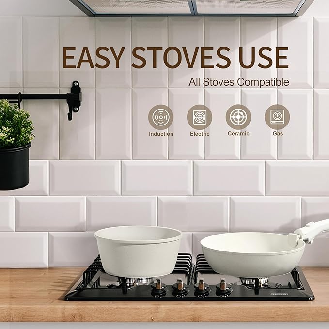 21PCS Pots and Pans Set Ceramic, Pots and Pans Set Non Stick, Removable Handle, Stackable, Nonstick Cookware Set, Non Stick for Cooking