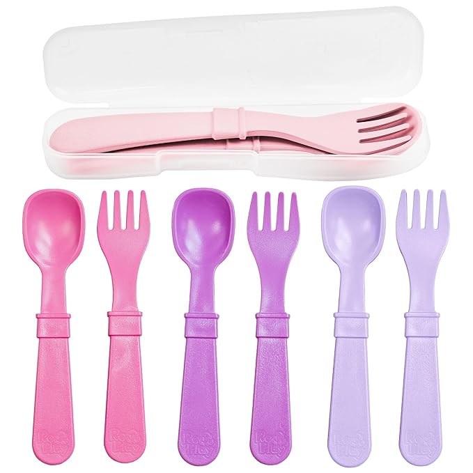 Re-Play Toddler Forks and Spoons Set - 4x4 Utensils Set for Kids - Dishwasher and Microwave Safe - Made in USA - Set of 8-5.8" x 1.2" x 0.2" - Princess