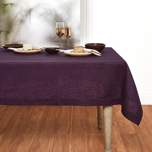 Solino Home Linen Grape Tablecloth 60 x 156 Inch - Athena, 100% Pure Linen Rectangle Tablecloth - Machine Washable Table Cloth for Valentines, New Year