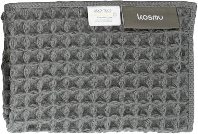 Luxury Organic Japanese Cotton Waffle Bath Towel | Thick, Absorbent, Quick Dry Bathroom Towels for Shower, Sauna, Onsen| Hotel & Spa Quality, Gift-Ready (Smoke Grey, Face Towel, 16" x 16")