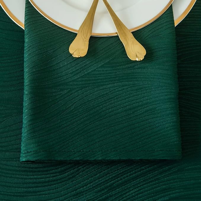 maxmill Jacquard Cloth Napkins 20 x 20 Inch Swirl Pattern Soft Comfortable and Luxury Serviette for Christmas Family Dinners Weddings Parties and Banquets Set of 4 Pieces, Hunter Green