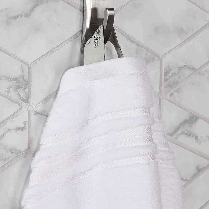 Superior Cotton 8 Piece Assorted Floral Towel Set, Includes 2 Bath, 2 Hand, 4 Washcloth/Face Towels, Quick Dry, Home Essentials, Shower, Spa, Luxury Plush Soft Absorbent Towels, Zero Twist, White