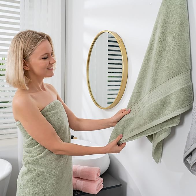 COZYART Sage Green Bath Towels for Bathroom 2 Pcs, 27x54 Cotton Bath Towel Set Super Soft Absorbent Durable 650 GSM Shower Towels for Daily Use