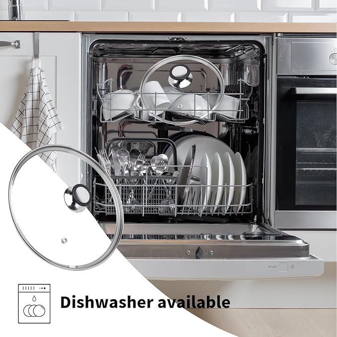 9" Tempered Glass Pan Lid with Steam Vent, Thickened to 4mm and Dishwasher Safe and Oven up to 480℉, Universal Lid Fit for Cast Iron Skillets, Frying Saute Pan, Cooking Pot