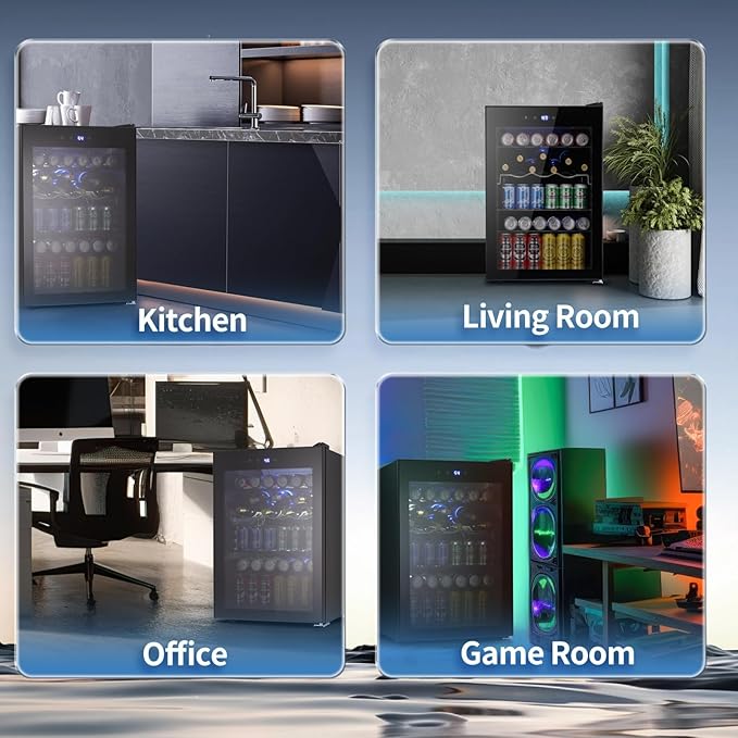 Antarctic Star Beverage Refigerator Cooler -145 Can Mini Fridge for Soda Beer or wine,with glass door, For Office or Bar with Adjustable Removable Shelves，4.4 Cu. Ft. (Black)