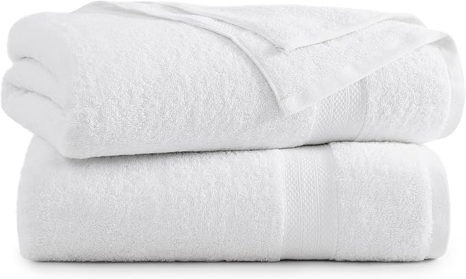LANE LINEN 100% Ring Spun Cotton Bath Sheets - 2 Pack (35"x66") - Fade Resistant, Quick Dry & Highly Absorbent - Extra Large Bath Towels, Premium Hotel Quality Luxury Towel Sets - White Bath Towels