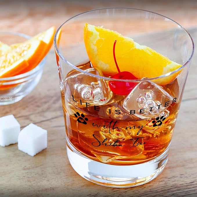 Shiba Inu Gifts Whiskey Glasses 10 oz, Dog Mom Dad Lovers Owners Gifts, Funny Shiba Inu Old Fashioned Rocks Glasses Cup for Women Men Drinking Scotch Bourbon Liquor