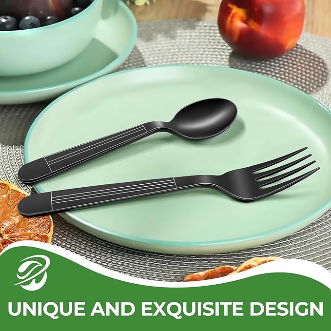 1000 Count Extra Heavy Duty Plastic Forks Black Disposable Forks Premium Bulk Plastic Forks Heavy Duty Plastic Silverware for Parties, Family Gatherings