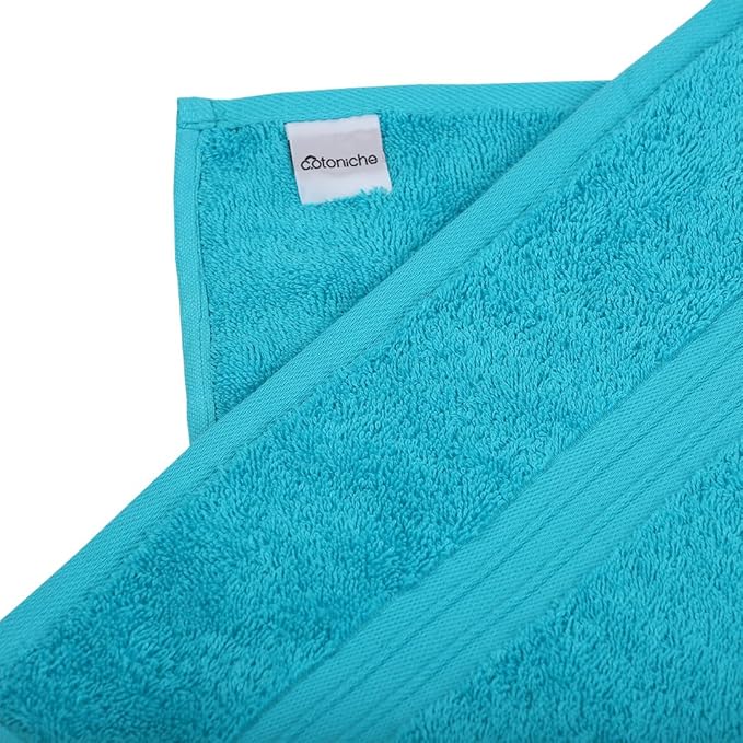 6 Piece Bath Towel Set - 100% Cotton & Absorbent - Luxury, Cute, Hotel Quality and Cozy Include 2 Bath Towel (28" x 56"), 2 Hand Towel (16"x28") and 2 Wash Cloths (12"x12") - Turquoise