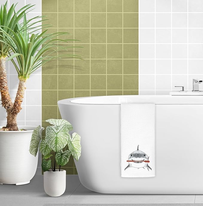 Shark Hand Towels,Toddler Bathroom Decor,Beach Towels,Coastal Beach Kids Bathroom Decor,Funny Shark Lovers Gifts 16x24 Inch