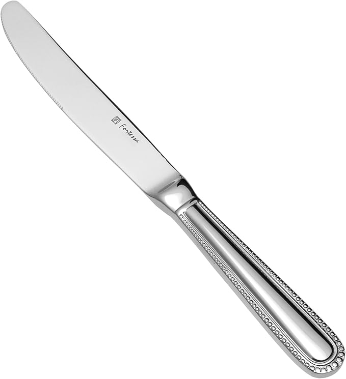 Fortessa Caviar 18/10 Stainless Steel Flatware Solid Handle Table Knife, Set of 12