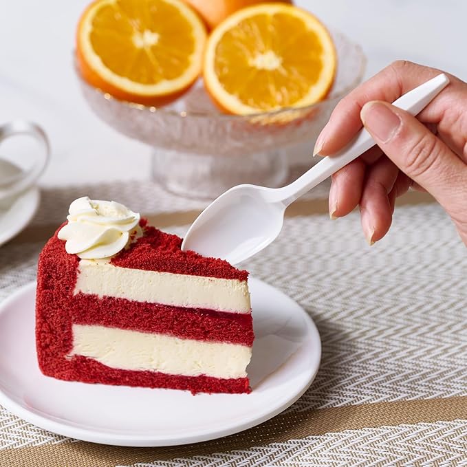 FOCUSLINE 1000 Pack Plastic Teaspoons White, Disposable Spoons Bulk, Heat Resistant Disposable Spoons for Take out Restaurants, Family Gatherings, Outdoor Activities