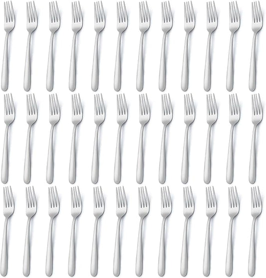 Pleafind 36-Piece Dinner Forks Set (8 inch), Stainless Steel Forks Silverware, Mirror Polished Fork Set, Small Forks for Home, Kitchen, Restaurant, Dishwasher Safe