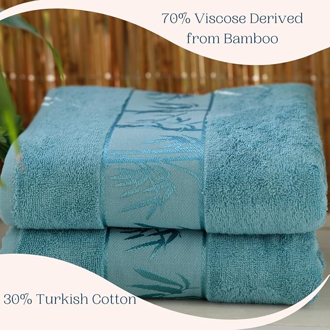 Set of 2 Luxury Super Soft Bath Towels – Premium Viscose Derived from Bamboo & Turkish Cotton for The Ultimate Bath Experie