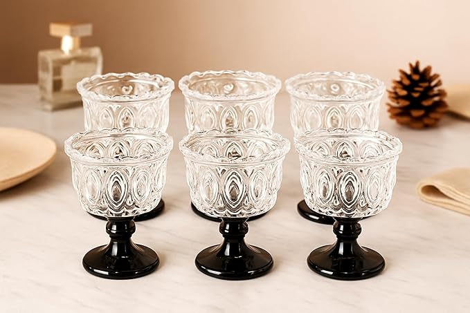 Christmas Mojito Glass, 7oz Vintage Cocktail & Dessert Cups, Retro Holiday Drinkware Set for Winter Style & Home Decor (6)