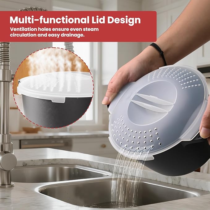 Large Microwave Cookware Steamer 2 Quart - AJXX Micro Cookware Vegetable Steamer for Cooking, Microwave Cooker with Food Container, Removable Filter and Lockab - BPA Free, Dishwasher Safe