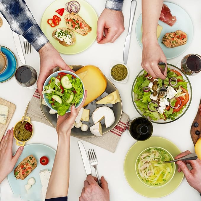 SANTUO Salad Forks Set - 12 Piece Stainless Steel Silverware Forks with Long Handle Use for Home, Restaurant or Camping - Silver 7.3 Inches