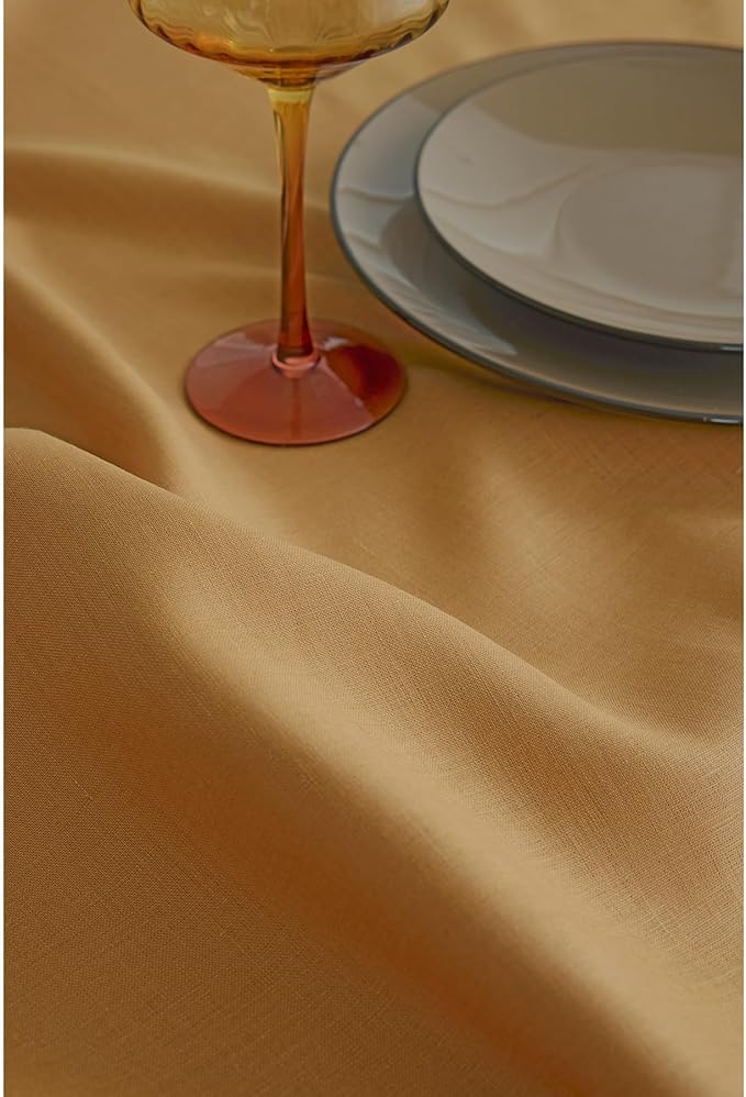Solino Home Linen Placemats Set of 4 - Caramel Placemats 14 x 19 Inch - 100% Pure Linen Table Place Mats - Fete