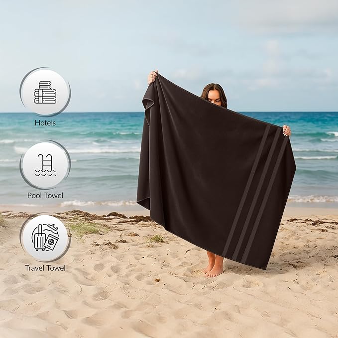 RIVERSIDE Pack of 2 Extra Large Bath Sheets 35 x 70 Inches - 100% Ring Spun Cotton Hotel Quality Oversized Bath Towels - Super Soft, Highly Absorbent & Quicker to Dry - Brown