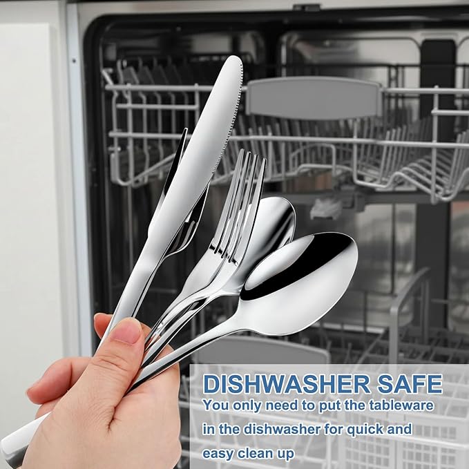 BEWOS 20 Piece Silverware Set - Stainless Steel Silverware Sets for 4 Include Spoon, Forks, Knives, Mirror Polished Flatware Set for Home, Kitchen, Restaurant, Dishwasher Safe