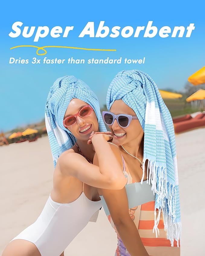 Genovega 2 Packs Oversized Turkish Beach Towels 74"x38" Thin Quick Dry Sand Free Pool Swim Bathing Towel Extra Large Blanket Adult Travel Essentials Accessories Summer Vacation Purple Yellow Dot