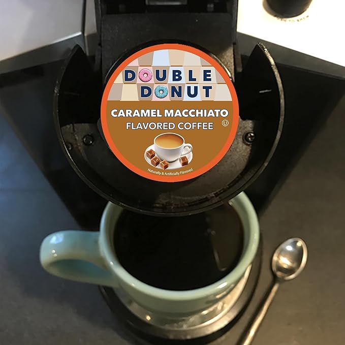 Double Donut Caramel Macchiato Flavored Coffee Pods - Caramel Coffee in Single Serve Coffee Pods for the Keurig K Cups Coffee Brewers, Medium Roast From Double Donut, 80 Count