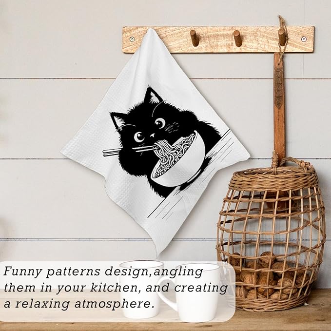 13x13 inch Cute Cat Kitchen Towels 1 PCS, Funny Pet Parents Gifts for Women and Decor Hand Towels for Bathroom, for Cat Lovers,Pet Owners Housewarming, Birthday-06