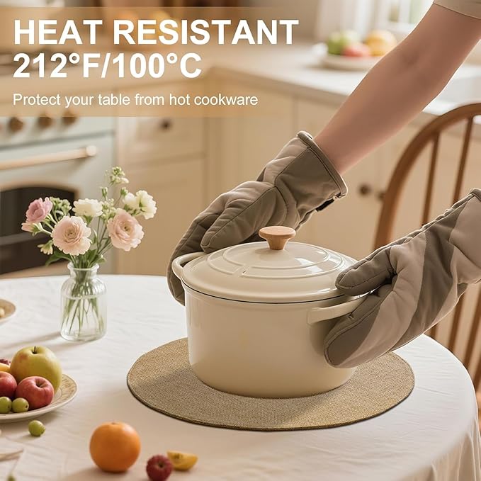 homing 15 Inch Round Cloth Placemats Set of 4, Cotton Linen Blend Washable Table Mats, Farmhouse Dining Place Mats for Indoors & Outdoors, Easy to Clean, Linen