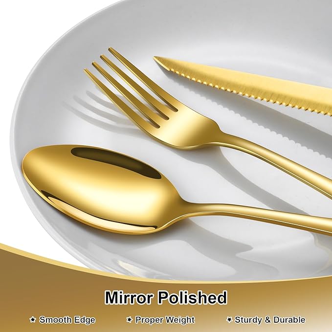 49Pcs Silverware Set with Organizer, Silver Stainless Steel Flatware Set for 8 Cutlery Utensil Sets with Steak Knives, Spoons and Forks Set, Dishwasher Safe