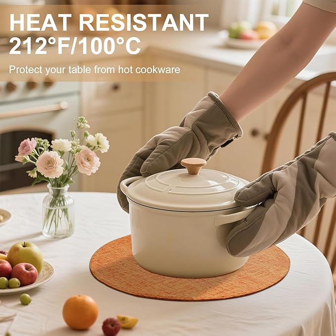 homing 15 Inch Round Cloth Placemats Set of 4, Cotton Linen Blend Washable Table Mats, Farmhouse Dining Place Mats for Indoors & Outdoors, Easy to Clean, Orange