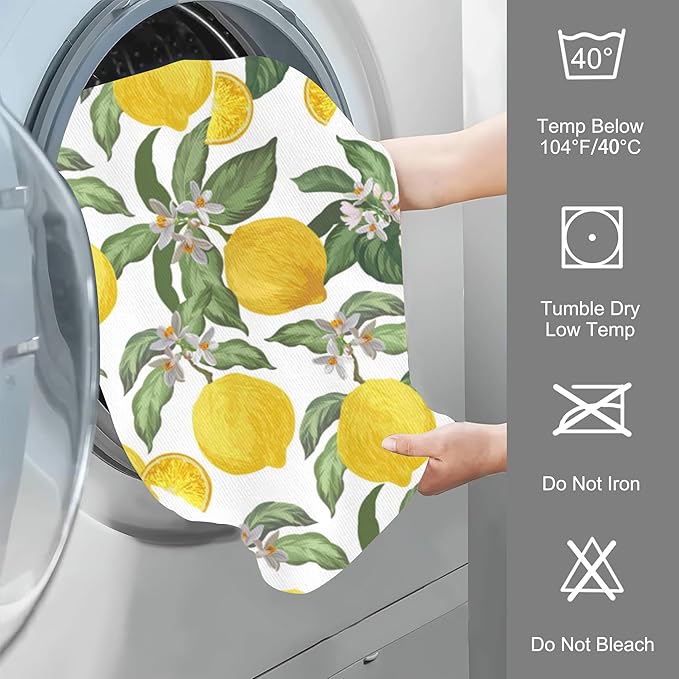 Lemon Hand Towel Set,Tropical Fruit Hand Towels for Bathroom 2 Pack Soft Absorbent Decorative Dish Towel for Kitchen Sports Gym Yoga Home Decor 14 x 28 in