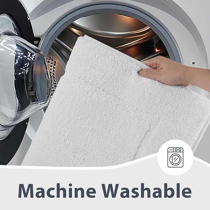 Bathroom Rugs 30" x 60", Non-Slip Extra Soft Absorbent Bath Rugs, Machine Washable Quick Dry Bath Mats for Bathroom Floor, Shower, Bathtub and Sink, White