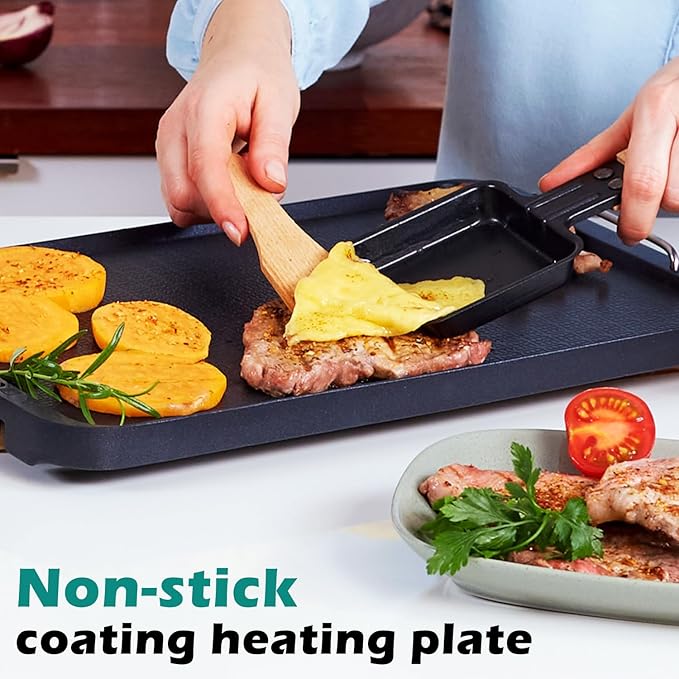 Cusimax Stove Top Griddle, Non-Stick Pancake Griddle, Flat Top Grill for Gas Stove/Charcoal Grills/Smokeless Grills/Outdoor Grill or Campfire, Aluminum, Dishwasher Safe, 14.96" x 8.66"