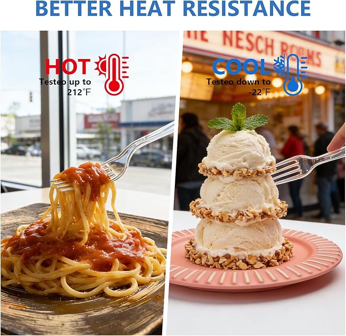 SACATR 500 Count Heavy Duty Clear Plastic Forks,BPA-Free,Heat Resistant Disposable Plastic Forks Bulk, Solid Durable Premium Cutlery for Parties, Events and Everyday Use