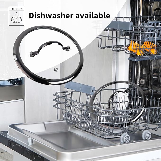 8" Tempered Glass Pan Lid with Steam Vent, Thickened to 4mm and Dishwasher Safe and Oven up to 480℉, Universal Lid Fit for Cast Iron Skillets, Frying Saute Pan, Cooking Pot