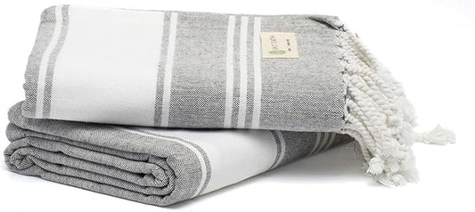 Salt Earth Cotton Turkish Beach Towel, Set of 2-36" X72" Large Bath Towels, Quick Dry Towel, Bathroom, Beach Essentials, Gym, Quick Dry for Shower, Lightweight Large Towels for All (Alloy)