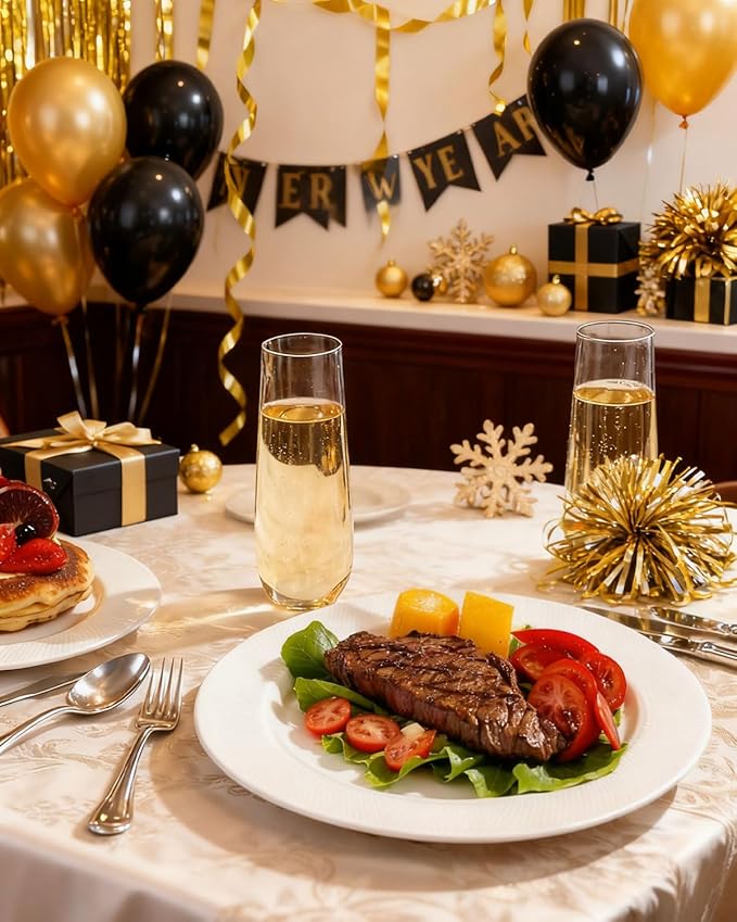 Ciaell 24 Pack Plastic Champagne Flutes - 9 Oz Disposable Champagne Glasses - Stemless Mimosa Glass for Parties & Weddings & Birthdays & Christmas