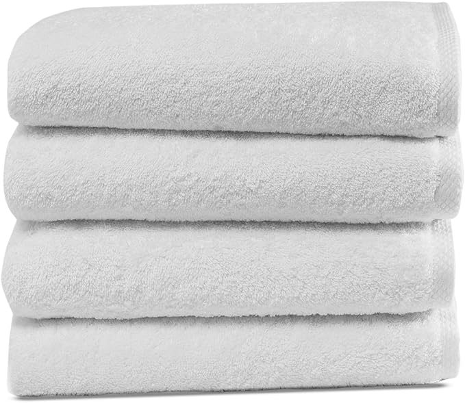 Classic Turkish Towels CTT - Premium 4 Piece Bath Towel Set, Made with 100% Turkish Cotton, Quick Drying, Highly Absorbent & Comfy Towels for Spa & Hotel | 24"x48" (White)