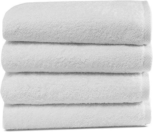 Classic Turkish Towels CTT - Premium 4 Piece Bath Towel Set, Made with 100% Turkish Cotton, Quick Drying, Highly Absorbent & Comfy Towels for Spa & Hotel | 24"x48" (White)