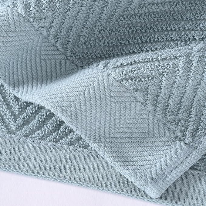 sense gnosis Sage Green Washcloth Set of 6 Striped Weave 100% Cotton Super Soft Highly Absorbent Summer Washcloths Towels for Kitchen Bathroom 13 x 13 Inch