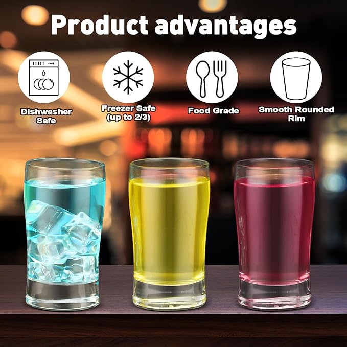 Bokon 24 Pcs Beer Glasses, Small Juice Glasses Cups Iced Tea Glasses Heavy Base Glassware Clear Glass Bulk Tumblers for Drinking Water Beer Milk Orange Juice Kids Breakfast (5 oz)