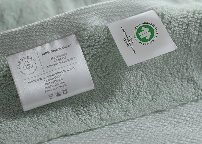 Fabdreams 100% Organic Cotton Bath Towel Set of 6 700 GSM Hotel Premium Plush Absorbent Soft Durable Skin-Friendly Spa Quality Bathroom Comfort with 2 Bath 2 Hand Towels and 2 Wash Cloths Green
