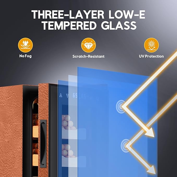 Tylza Leather Trim Cigar Humidor, 35L Cigar Humidor Cabinet with Auto Humidity & Temp Control, 300 Counts, 3 LED Lights, Spanish Cedar Wood, Cigar Humidors with Safety Lock, Gifts for Men