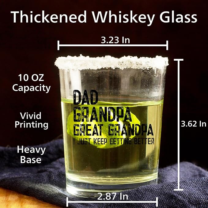 Great Grandpa Whiskey Glasses 10 oz, Great Grandpa Baby Announcement Gifts, Funny Old Fashioned Rocks Glasses Cup for Men Drinking Scotch Bourbon Liquor